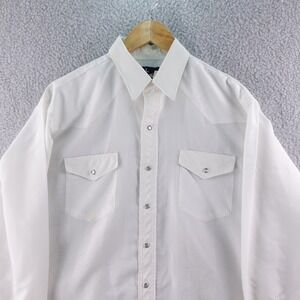 Wrangler Mens Long Sleeve Pearl Snap Western Shirt Size L White Pinstripe Rodeo